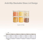 Urban Green Glass Food Storage Jar with Glass Lid, Food Canister Set with Airtight Lids, Pantry Storage Jar for Kitchen Organization. Food Storage Containers in Pack of 6, 16oz.