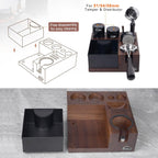 IKAPE V5 Espresso Knock Box, Espresso Coffee Organizer Box Fit for Storage 51, 54, 58MM Espresso Tamper, Distributor, Portafilter & Puck Screen Accessories, Natural Sandywood Station Base(9 IN One)