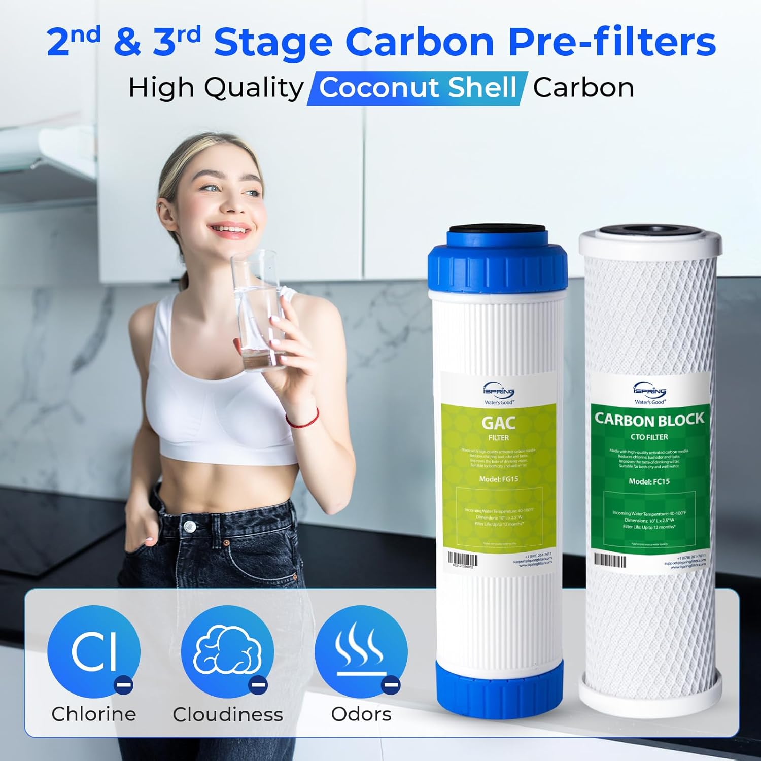iSpring F10KU NSF Certified 1-Year Replacement Filter Set for 7-Stage RO Water Filtration Systems, Includes Alkaline Mineral & UV Filters, 10 Pieces, No RO Membrane