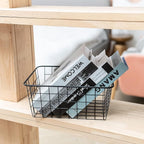 Wire Kitchen Storage Basket 4 Packs,Perfect Pantry Organization Accessories Baskets,Laundry Basket,Countertop Organization,Suitable for Kitchen,Bathroom,Bedroom,Tabletop,Rose gold