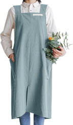 HANEE Cotton Aprons for Women and Men | Cross-Back Apron with Pockets