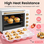 Silicone Muffin Pans for Baking 2 Pack, 2.6 Inch with Metal Reinforced Frame, Regular Size Nonstick Silicone Cupcake Pan for Baking Homemade Muffins, Cupcakes, Dishwasher Safe BPA Free-Pink