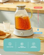 Baffect Water Pitcher, Glass Pitcher With Lid And Handle, 63 Oz / 1.8 L High Borosilicate Glass Jug For Fridge Door, Carafe For Hot/Cold Iced Tea Juice Coffee Milk Beverage （Glacier-Textured）