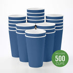 Restaurantware 16 Ounce Ripple Wall Disposable Coffee Cups, 500 Insulated Midnight Blue Paper Tumblers with Rolled Rim Design, Lids Sold Separately for Hot Drinks like Tea, Hot Chocolate and More