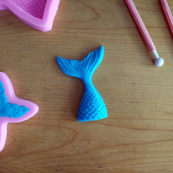Silicone Mermaid Tail Mold Baking Cake Decoration Jelly Sugarcraft Chocolate Fondant Gum paste Pastry Clay Candy Making Ice Cube Tray Fimo Soap Mold Small