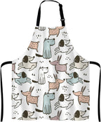 Cartoon Dogs Apron for Women and Men, Adjustable Kitchen Chef Apron for Cooking Baking - Cute Birthday, Anniversary, Mother's Day Apron Presents for Mom Wife Girlfriend Aunt Grandma