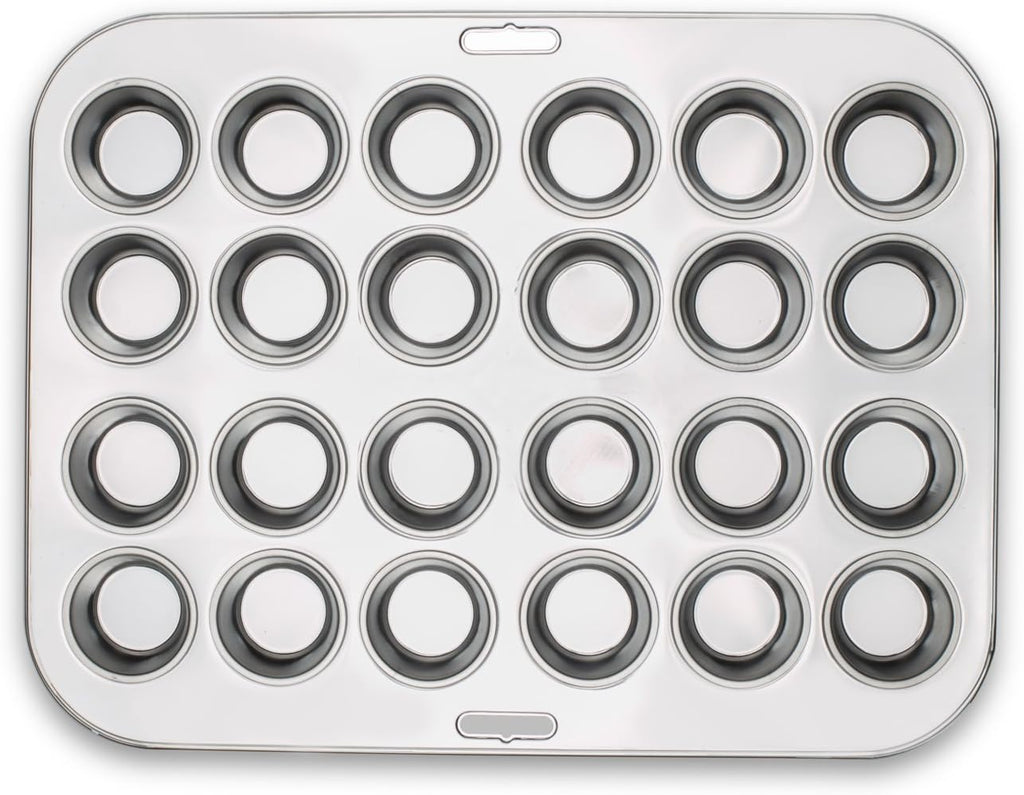 Fox Run Mini Muffin and Cupcake Pan, 24 Mini Cups, Stainless Steel Baking Pan, 10.5 x 13.75 x 1.5 inches,