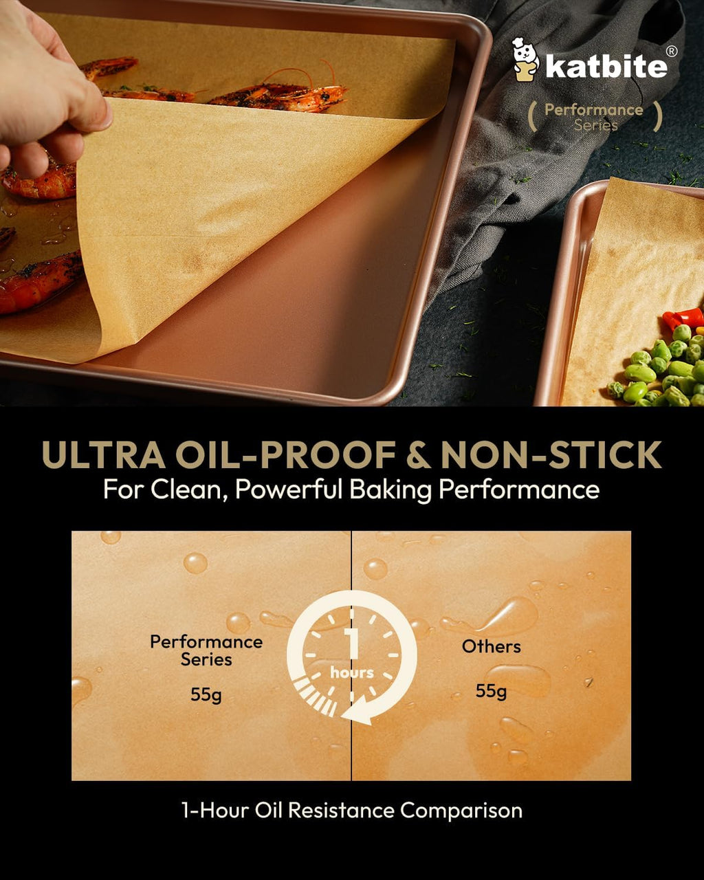 Katbite 200 Pcs Parchment Paper Sheets, 12x16IN Ultra-strong Unbleached Baking Paper Non-Stick for Professional Baking, Pre-cut Parchment Paper Suitable for Baking,Cooking [Performance Series]