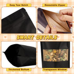 Jetmore-50pcs-Packing-Bags-Resealable, Reusable Zip Lock Snack Bags Stand Up, Smell Proof Bag, Cookies, Sealable Food Storage Baggies for Coffee, Tea, Herbs, Spice, Candy, Small Bag Pouch