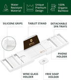 ROYAL CRAFT WOOD Premium Foldable Bathtub Tray - Wood Bath Tray for Tub, Bamboo Shelf, Expandable Bath Table Trays, Bathtub & Bathroom Accessories for New Home & Mothers Day & Birthday Gifts for Mom