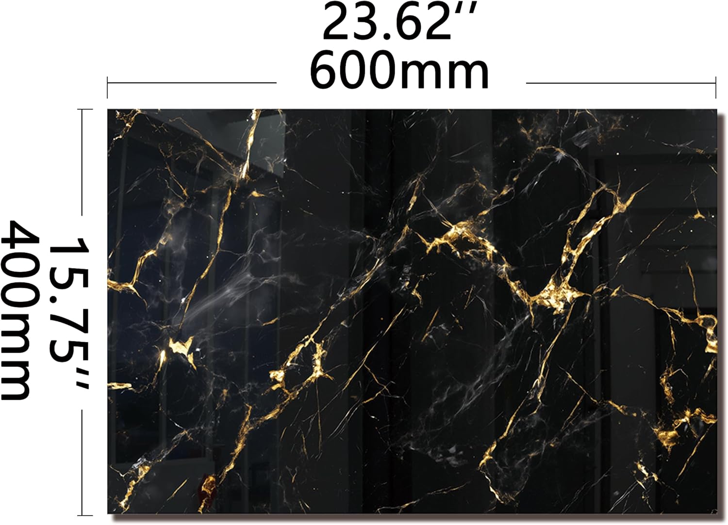 DAIFURONGE Tempered Glass Backsplash For Kitchen Behind Stove,Black Marbling Stove Backsplash Top Cover,Easy to Clean Glass Splashback, Sink Cover Splash Guard,Home Kitchen Wall Decor (23.62"x15.75"(60x40cm))