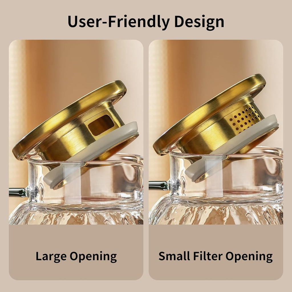 2 PACK Glass Pitcher with Lid and Spout, 68 oz/2 Liter Water Pitcher for Fridge, Clear Borosilicate Glass Water Carafe for Cold Brew, Coffee, Lemonade, Iced SunTea,Milk, Heat Resistant