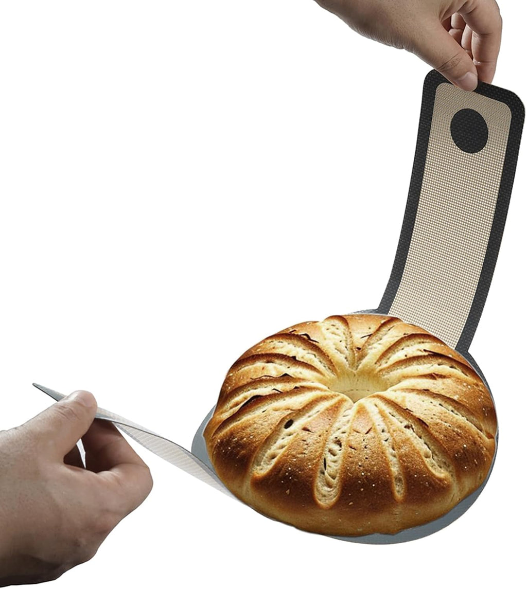 silicone baking mat Oval and Round-sourdough bread baking-supplies silicone bread sling bread making tools with Extra Long Handles, Easy and Stable to Transfer Sourdough Bread, Grey, Gray