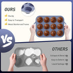 12 Cups Silicone Muffin Pan with Metal Reinforced Frame Regular Size Cupcake Pan Tray Egg Bites Silicone Rubber Cookie Molds Muffin Tin Baking Pans Tart Pan Not Stainless Steel Ceramic Aluminum