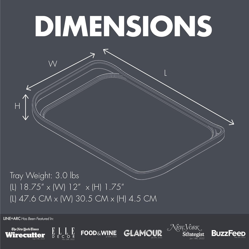 LINE+ARC Waterproof, Easy-to-Clean, 18"x12" Serving Tray Extra Large Handles (Mint) 100% Food-Grade Melamine for Breakfast, Dinner, Bed, Tea, Crafts, Decorative, TV, Couch, Outdoor, Patio