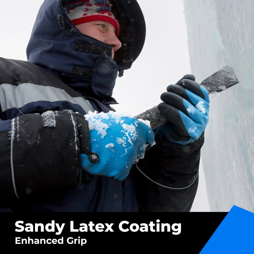 toolant 100% Waterproof Gloves Bulk Pack, 3 Pairs, Winter Work Gloves for Cold Weather, Touchsreen, Warm Freezer Gloves, Thermal Insulated, With Grip, Blue, Small