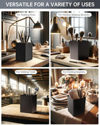 Black Kitchen Utensil Holder - Elegant Silverware Holder, Versatile Picnic and Flatware Caddy, Ideal for Modern Countertop Storage Solutions