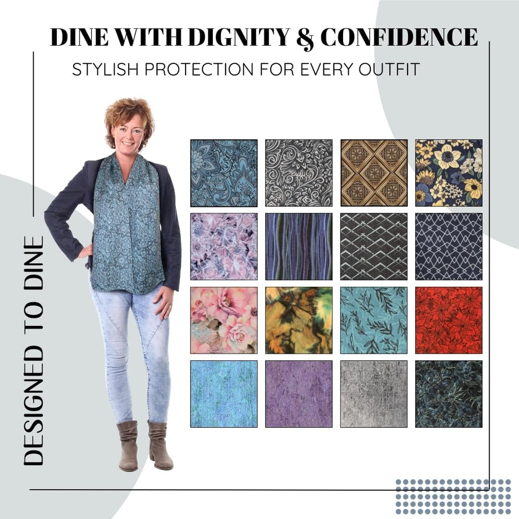 Adult Bib Scarf - Dignified Alternative to Bibs | Washable and Reusable Clothing Protectors for Eating