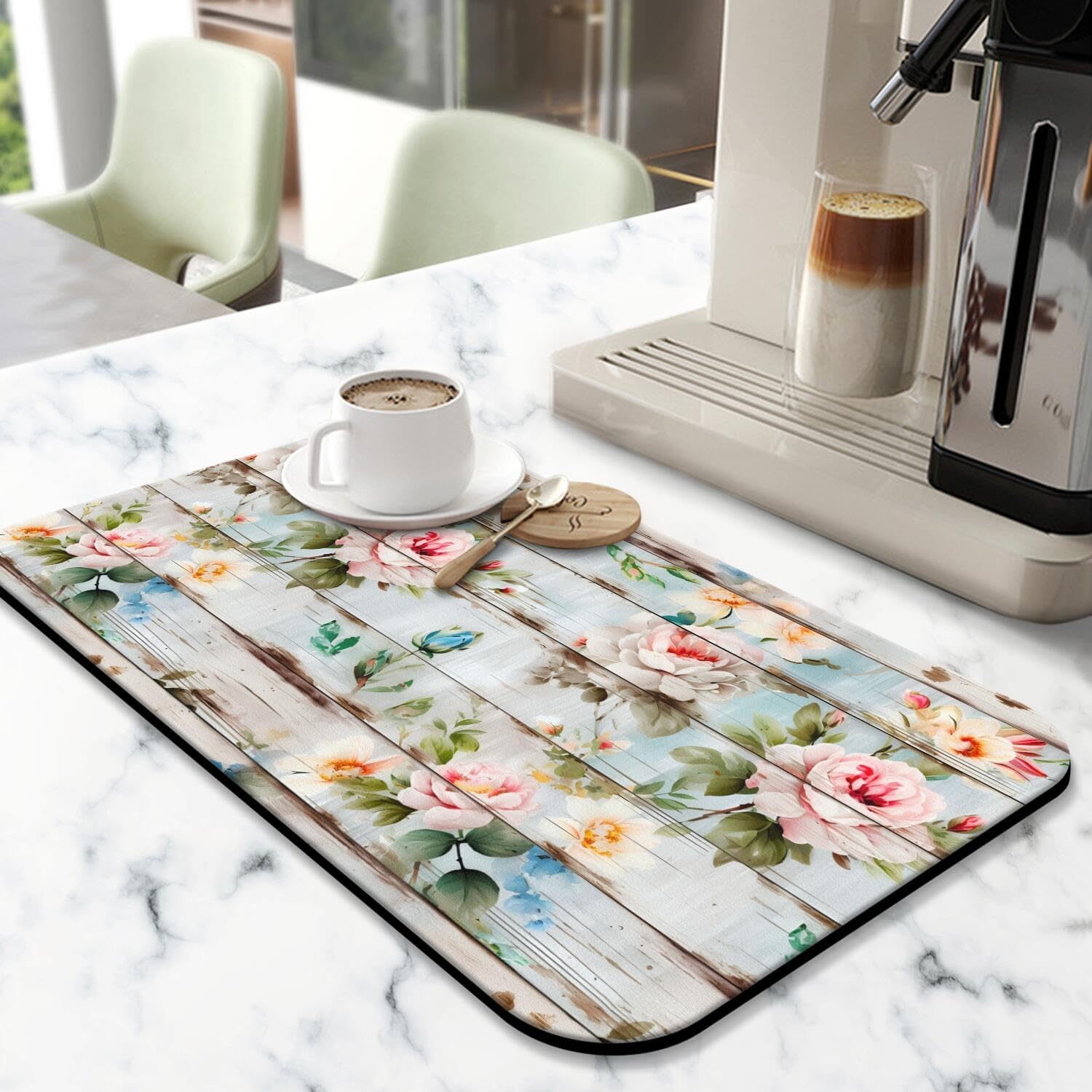 Diatom Mud Drying Mat 12x19.5 Inch - Super Absorbent Fast Dry Kitchen Counter Mat with Non-Slip