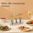 Acrylic Cutlery Organizer, 3-Sectio Clear Plastic Utensil Storage Caddy for Kitchen Countertop, Holds Forks, Knives & Spoons (1 Pcs, 7.1 x 2.6 x 3.5 in)