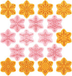 9pcs Christmas Cookie Cutter Set Snowflake Cookie Cutters with Plunger Stamps Biscuit Mold 3D Snowflake Cookie Molds Cake Baking Fondant Cutter Christmas Party DIY Cookie Decorating Supplies (A)