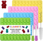 Large Gummy Bear Molds Candy Molds, No Stick Chocolate Candy Gummy Molds,Gummie Molds Premium Silicone,Pack of 4 with 2 Droppers