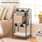 HOOBRO Freestanding Towel Rack, 4 Tier Blanket Rack Stand, 16.3"L x 11.2"W x 31.3"H, Blanket Ladder Holder, Quilt Rack, Drying and Display Rack, Living Room, Bathroom, Rustic Brown and Black BF64LB01