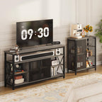 BON AUGURE Liquor Cabinet Bar for Home, Farmhouse Coffee Storage Cabinet for Kitchen, Small Wood Sideboard Buffet Station Cabinets with Door (Dark Grey Oak, 36")