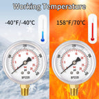 0-400 Psi Glycerin Liquid Filled Pressure Gauge, 2.5" Dial Size, 1/4" NPT Lower Mount, 304 Stainless Steel Case, for Pool Pump Sand Filter Air Compressor, Water Oil Air Pressure Test