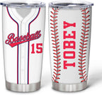 Hyturtle Personalized Baseball Tumbler Baseball Players Design Stainless Steel Double Walled Vacuum Insulated Tumblers 20oz30oz Coffee Travel Mug Cup Christmas Gift For Men Boys Friends Dad Sports Fan