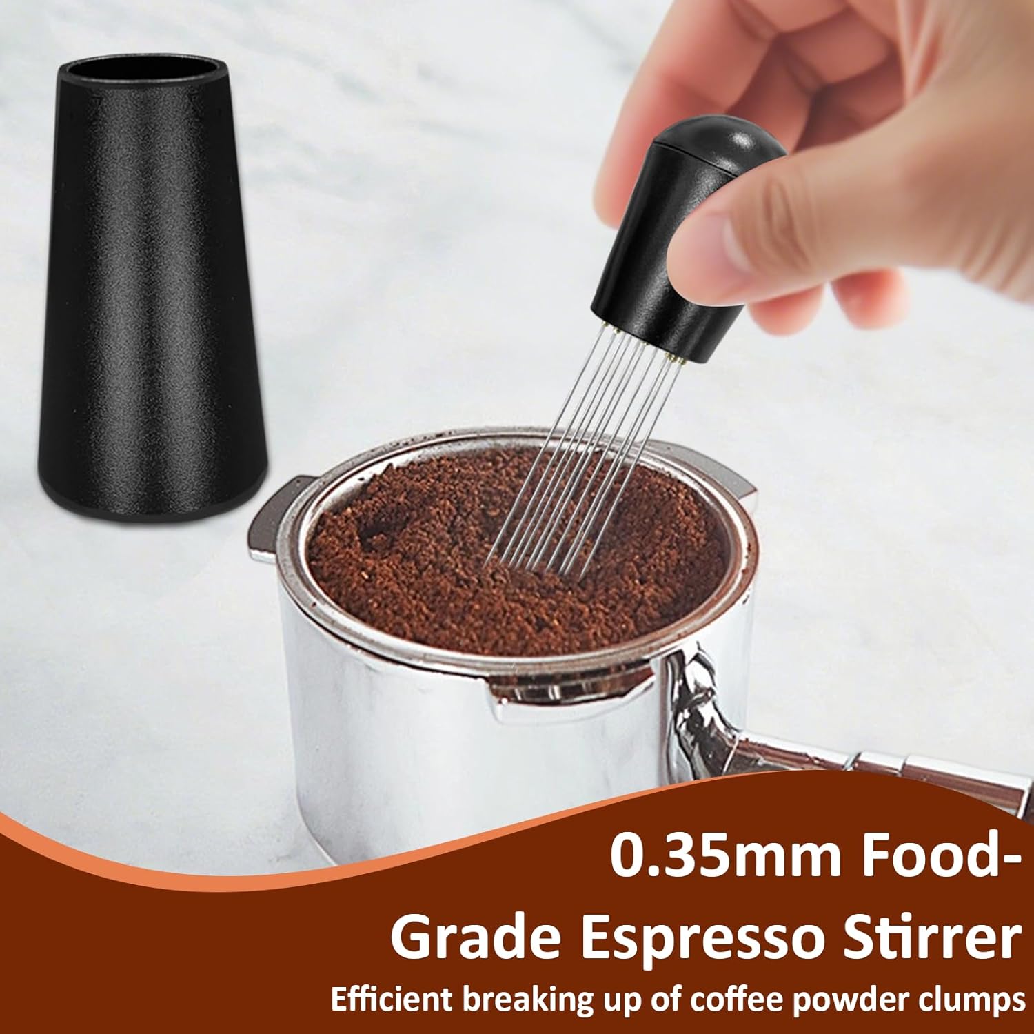 WDT tool, Espresso Distribution Tools, 12 x 0.35mm 304 Stainless Steel Needles Distributor, Espresso Coffee Stirrer for Barista