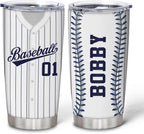 Hyturtle Personalized Baseball Tumbler Baseball Players Design Stainless Steel Double Walled Vacuum Insulated Tumblers 20oz30oz Coffee Travel Mug Cup Christmas Gift For Men Boys Friends Dad Sports Fan