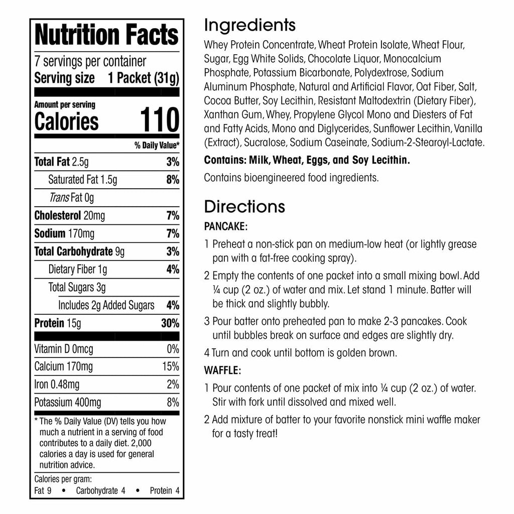 Wonderslim Protein Pancake & Waffle Mix, Chocolate Chip, Low Sugar & Low Calorie (7ct)