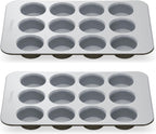 Caraway Non-Stick Ceramic 12-Cup Muffin Pan Duo - Naturally Slick Ceramic Coating - Non-Toxic, PTFE & PFOA Free - Perfect for Cupcakes, Muffins, and More - Black