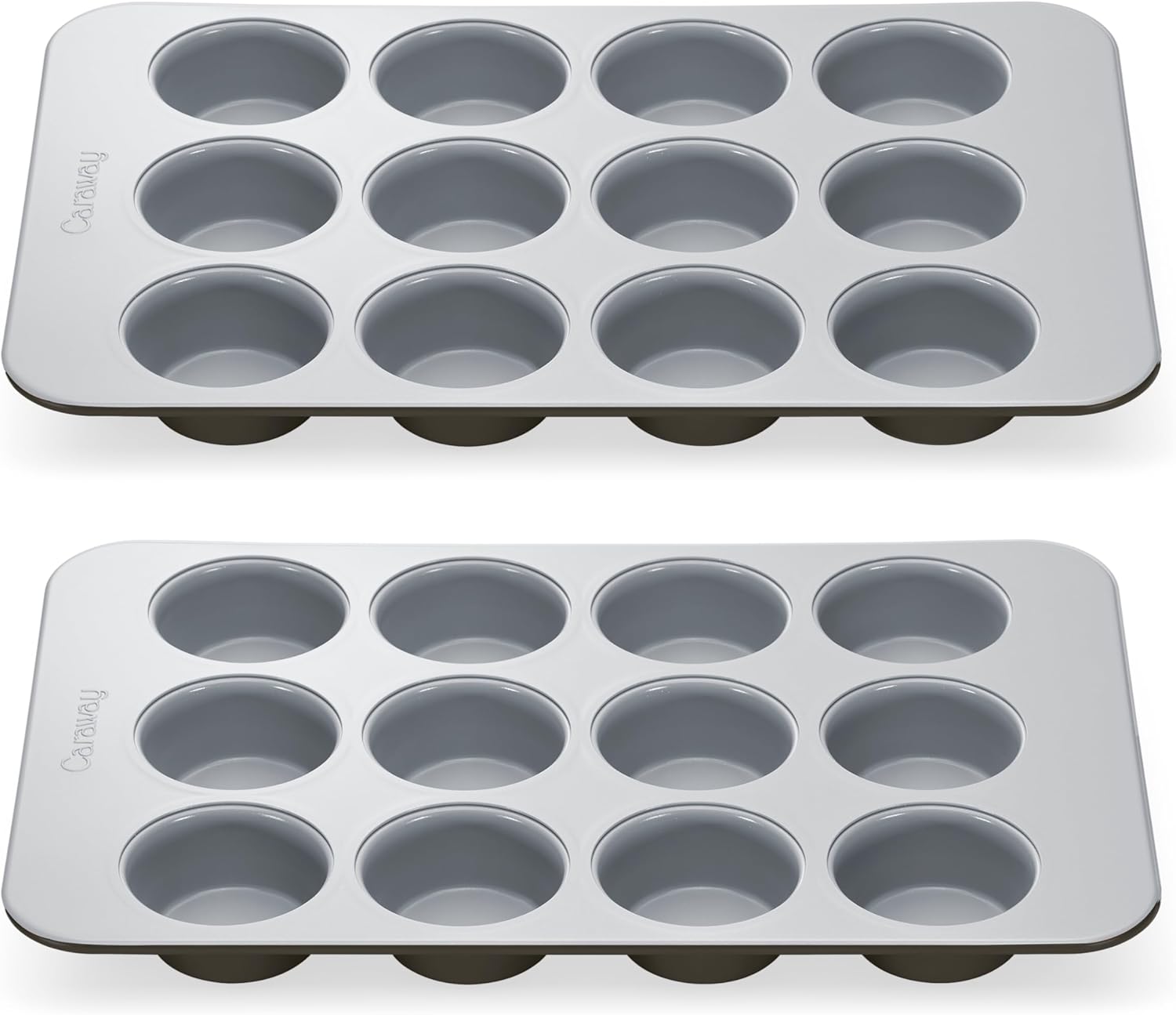 Caraway Non-Stick Ceramic 12-Cup Muffin Pan Duo - Naturally Slick Ceramic Coating - Non-Toxic, PTFE & PFOA Free - Perfect for Cupcakes, Muffins, and More - Black