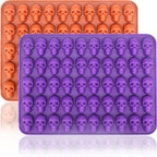 Mini Skull Molds Silicone Halloween for Candy Gummy Chocolate, 100 Cavity 2 pcs Small Head Shapes Freezing Tray Party Homemade 3D Caprese salad Wax Melts DIY Moulds BPA Free Kids Oven Safe