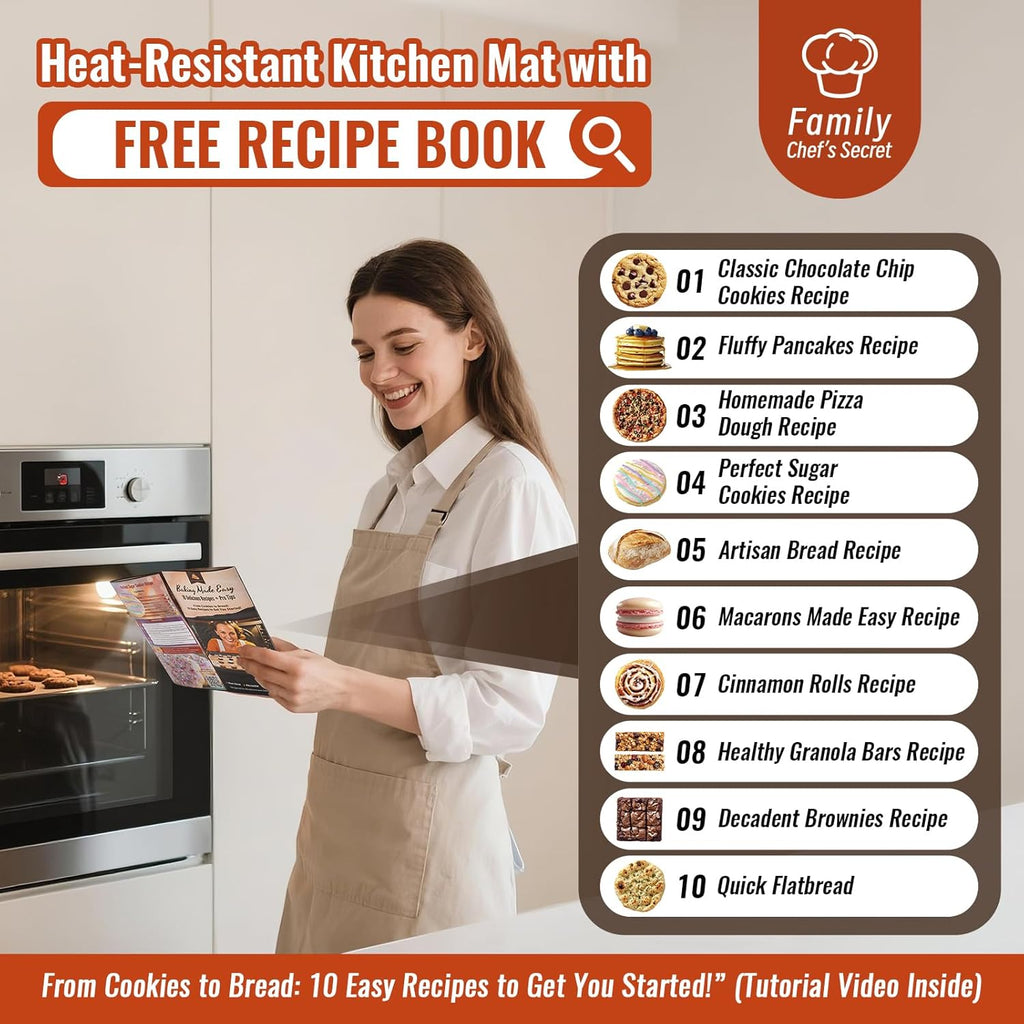 Silicone Baking Mat with Recipes, Extra Thick Silicone Mats for Baking, Non Stick Pastry Mat for Rolling Dough, Silicone Macaron Baking Mat for Cookie,Bread,Pizza,Fondant Mat, Oven&Dishwasher Safe