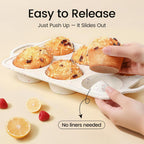 Vinino 2Pack Jumbo Silicone Muffin Pans for Baking with Metal Reinforced Frame, 6 Cups Large Size Nonstick Silicone Cupcake Pan, BPA Free Oven Dishwasher Safe Baking Mold for Muffins Cupcakes