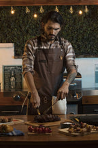 Asaya Chef and BBQ Apron with Bottle Opener and Hand Towel - 10oz Cotton Canvas, Stainless Steel Hardware - Cross Back Straps