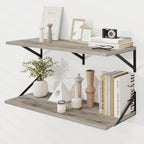 Dreamland Deep Floating Shelves for Wall, Grey Wood Wall Mounted Shelves, Large Floating Shelf 12 * 36 inch Set of 2 for Bookshelf Living Room Bedroom Home Office Bathroom