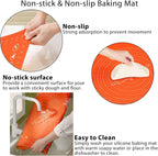 Silicone Baking Mat 28" x 20" Extra Thickness Dough Rolling Mat with Measurements and Edge Heightening, Non-stick Food Grade Silicone Pastry Mat for Pastry, Bread, Cookies, Pizza, Fondant, Pasta-Red