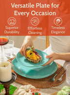 Sweese Porcelain Dessert Plates - 7.8 Inch Salad Plates, Small Appetizer Plates Set of 6 - Dishwasher, Microwave, Oven Safe - Azure Dreamscape Color