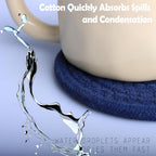 4.8" Drink Cotton Coasters Set of 2 – Large Absorbent Fabric Drink Pads for Coffee Mugs, Stylish Boho Cup Mats for Desk, Bedside Table, Plant Pots – Durable Minimalist Home Decor (Rich Blue, 2pack)