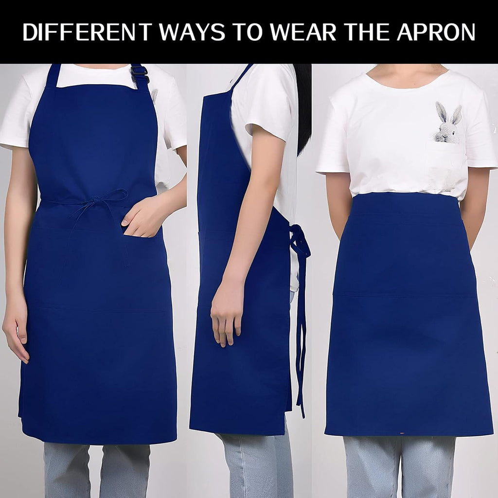 Cotton Blend Waterproof Apron With 2 Pockets for Women Men - Cooking Kitchen Chef Arpon BBQ Work Painting - (1 Pack)