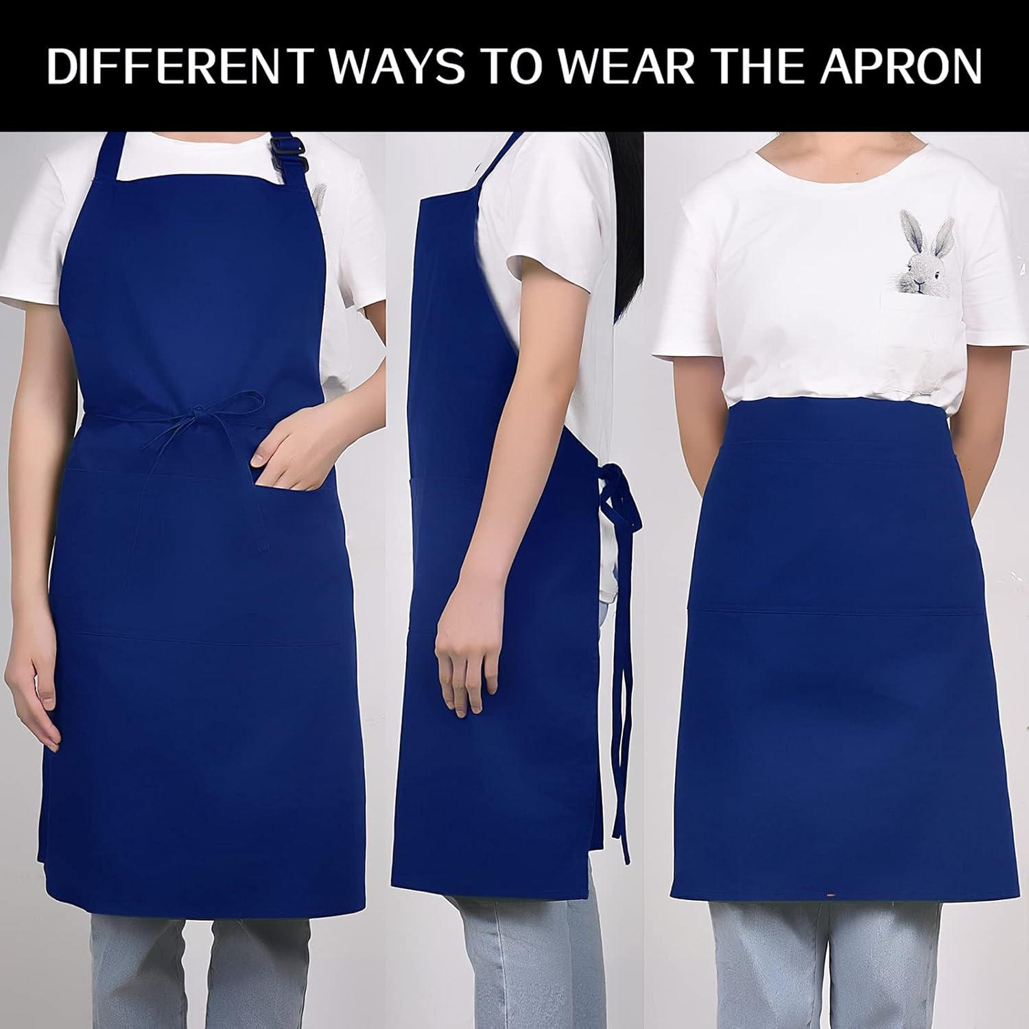 Cotton Blend Waterproof Apron With 2 Pockets for Women Men - Cooking Kitchen Chef Arpon BBQ Work Painting - (1 Pack)