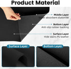 PoYang 24"x16" Coffee Mat Large, Coffee Bar Accessories for Countertop, Absorbent Dish Drying Mat, Anti-Slip and Hide Stain Pad for Espresso Machine, Espresso Maker and Kitchen Counter, Black