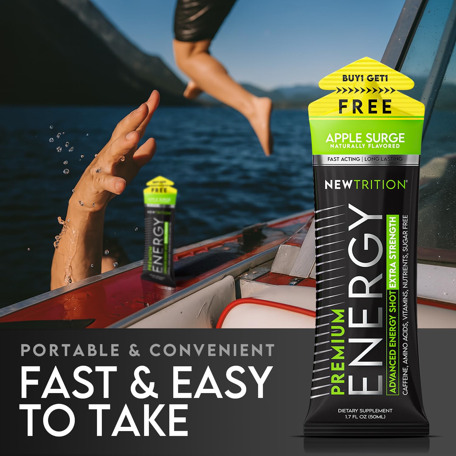 NewTrition® Extra Strength Energy Shots, 250mg Caffeine Energy Shots with Vitamin B & Amino Acids, Sugar-Free Vitamin Energy Shot, 1.7 fl oz (Pack of 12, 4 Flavors-Mixed-2)