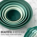 Zulay Kitchen 12-Piece Plastic Mixing Bowl Set - Colorful Nesting Bowls with Lids - Microwave & Freezer Safe (Teal Ombre)