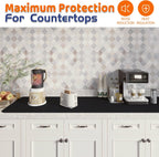 Warome Silicone Mat,78.7”x 23.6” Heat Resistant Mats for Countertop,Extra Large Countertop Protector Mat, Multi-functional Cuttable Kitchen Counter Mat, Silicone Mats for Kitchen Counter/Crafts -Black