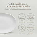 over&back Coupe Stoneware Serving Platter - Elegant 1-Piece Oval Serving Platter to Complete Your Kitchen Set - 16.4" x 11.5" - Semi-Matte White